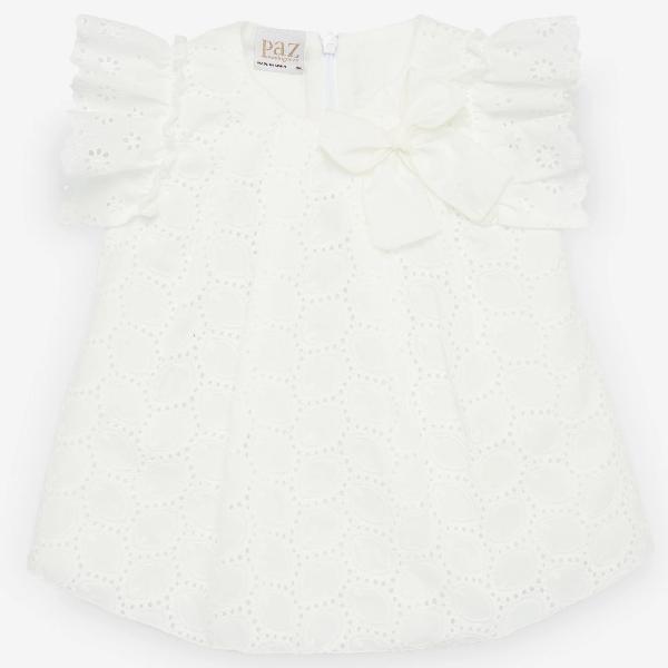 Paz Rodriguez Onda Cream Broderie Dress