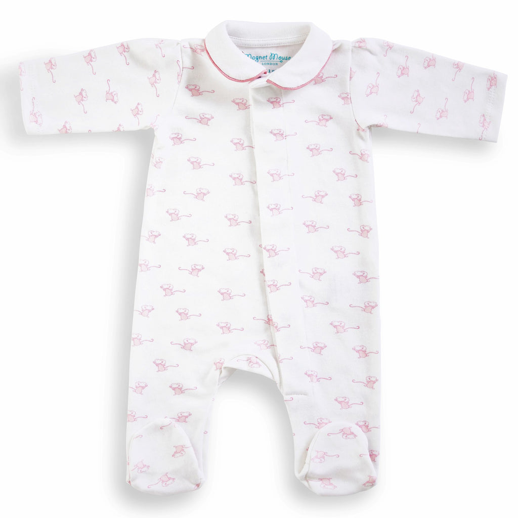 Magnet Cotton Sleepsuit - Pink Mouse
