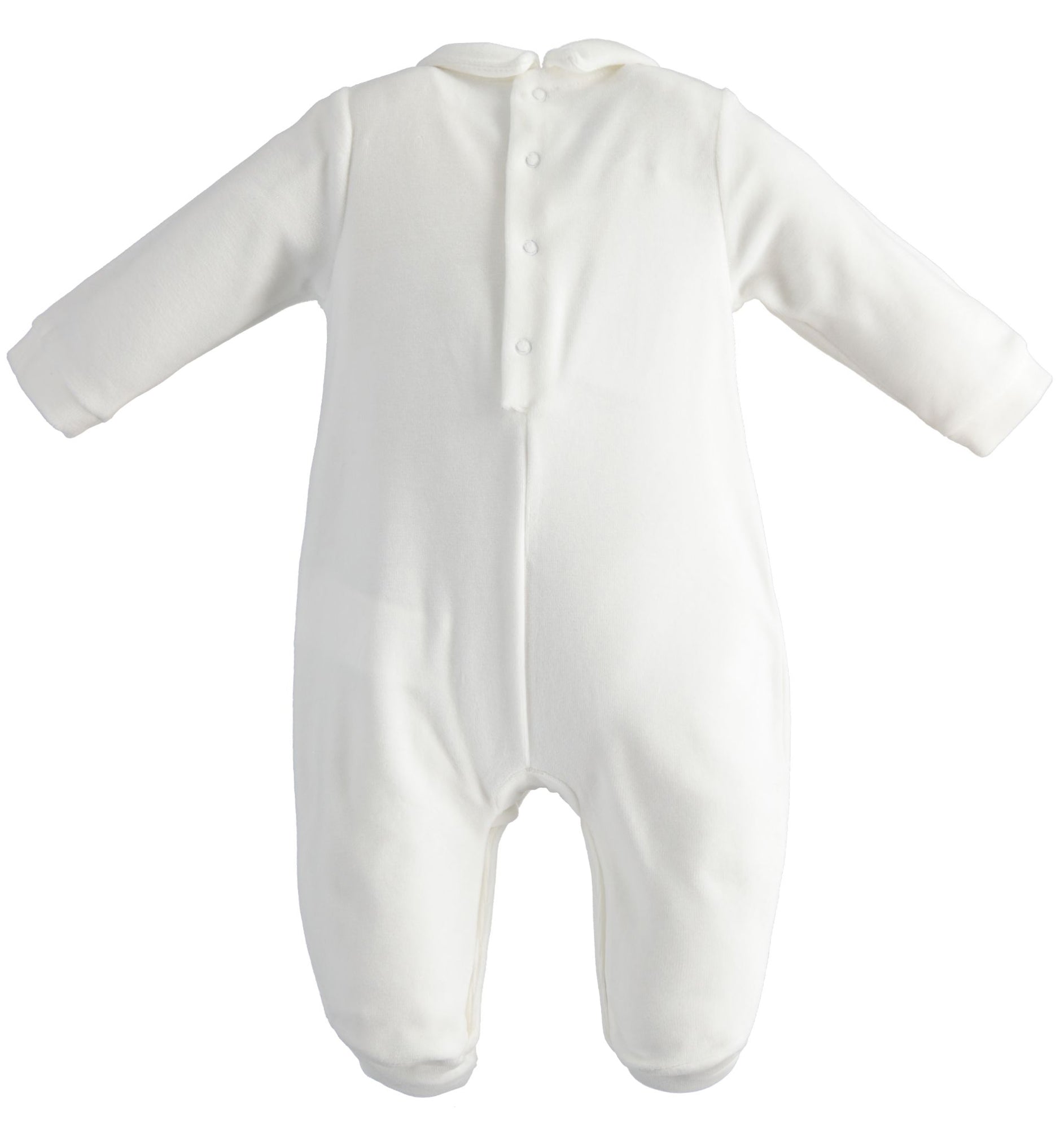 Cream Velour Teddy Bear Sleepsuit