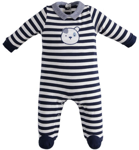 Navy and White Striped Sleepsuit