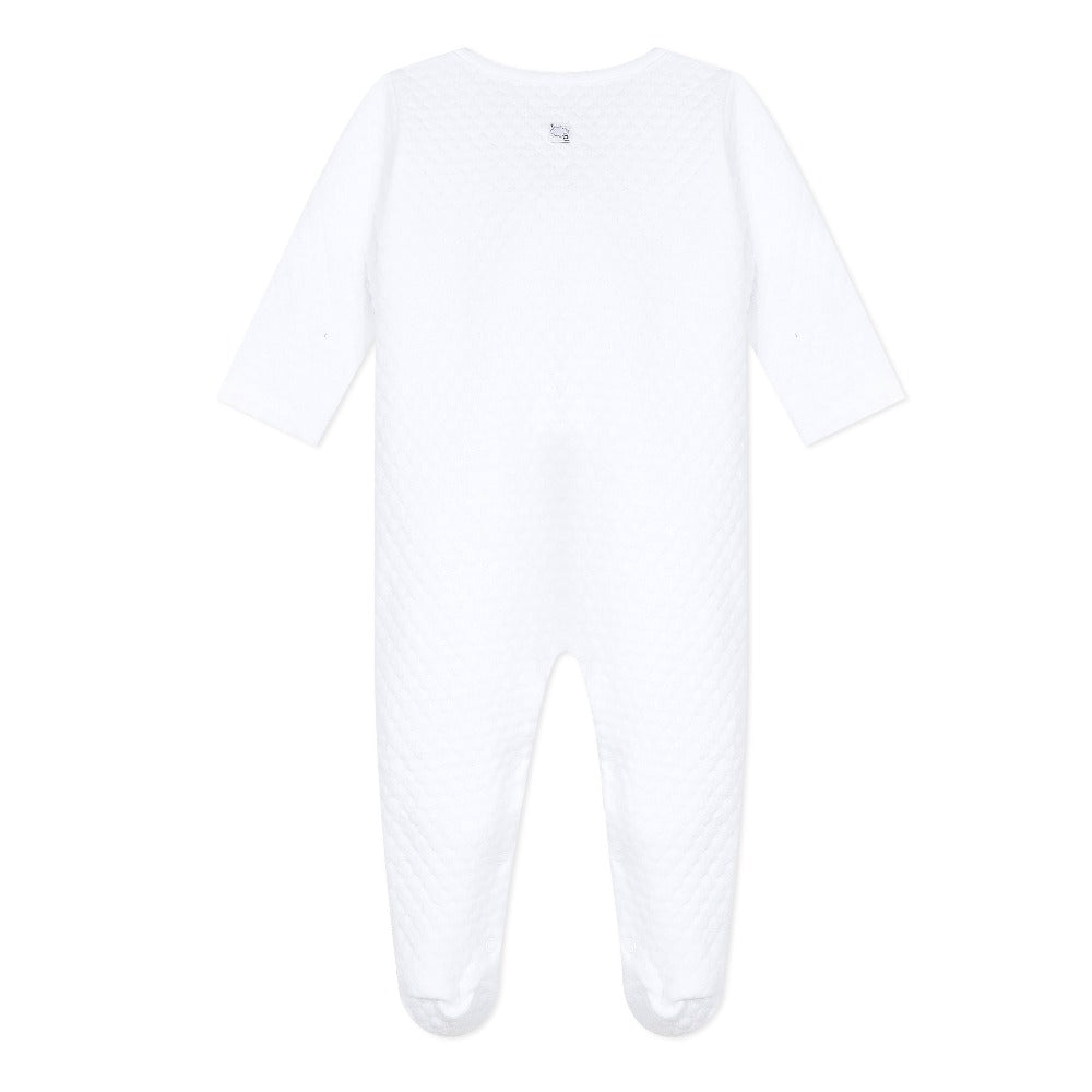 Quilted White Sleepsuit in 3 months