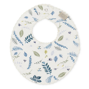 Jersey Teething Bib - Pressed Blue Leaves