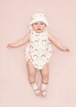 The Bonnie Mob Crete Peach Rainbow Romper