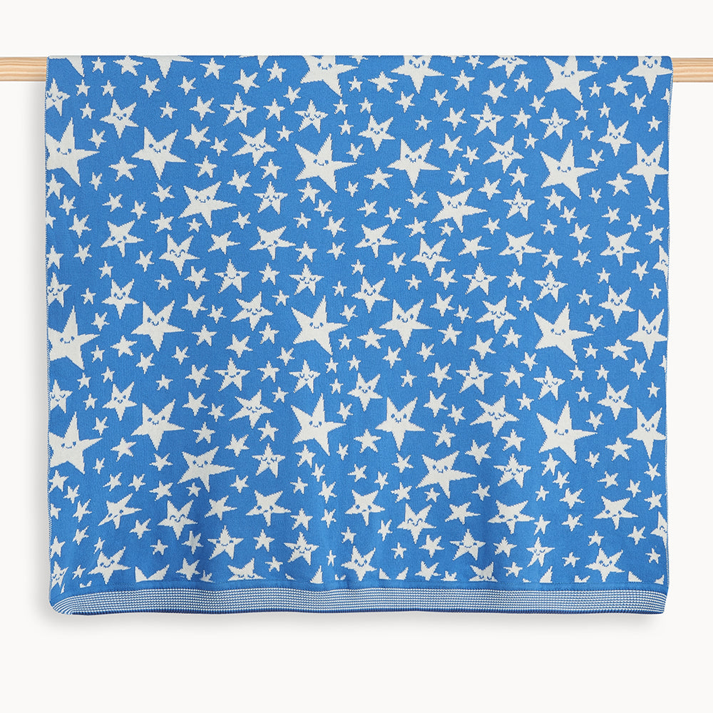 LEGEND - Blue Stars Knitted Baby Blanket