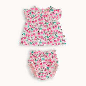 The Bonnie Mob Mayflower Cherry Frill Top and Bloomer Set