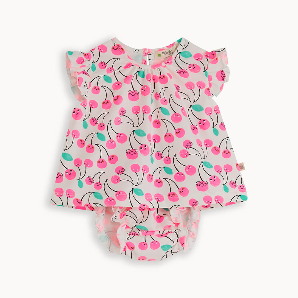 Cherry Frill Sleeve Top and Bloomers Pure Baby