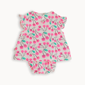The Bonnie Mob Mayflower Cherry Frill Top and Bloomer Set
