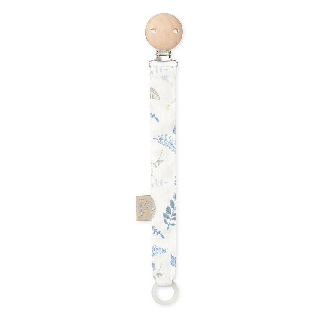 Pacifier Holder - GOTS Pressed Leaves Blue