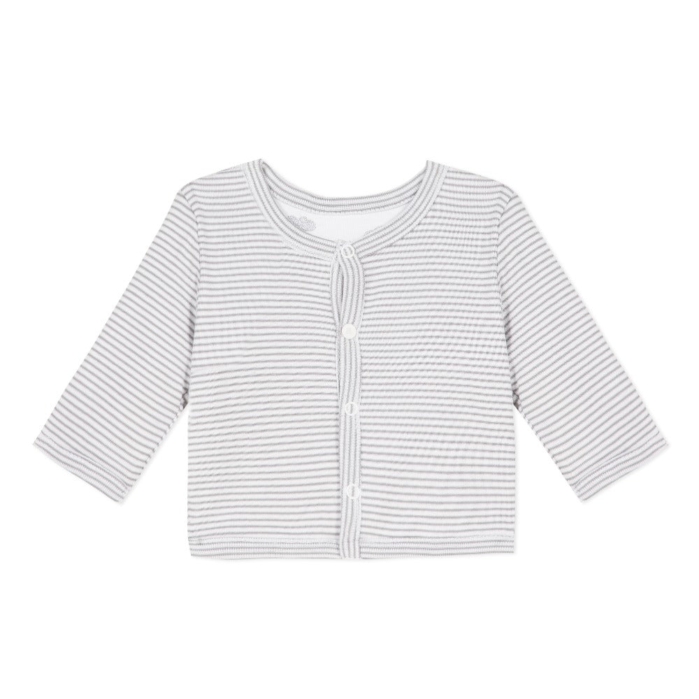 Organic Cotton Cloud and Grey Stripe and White Reversible Jacket