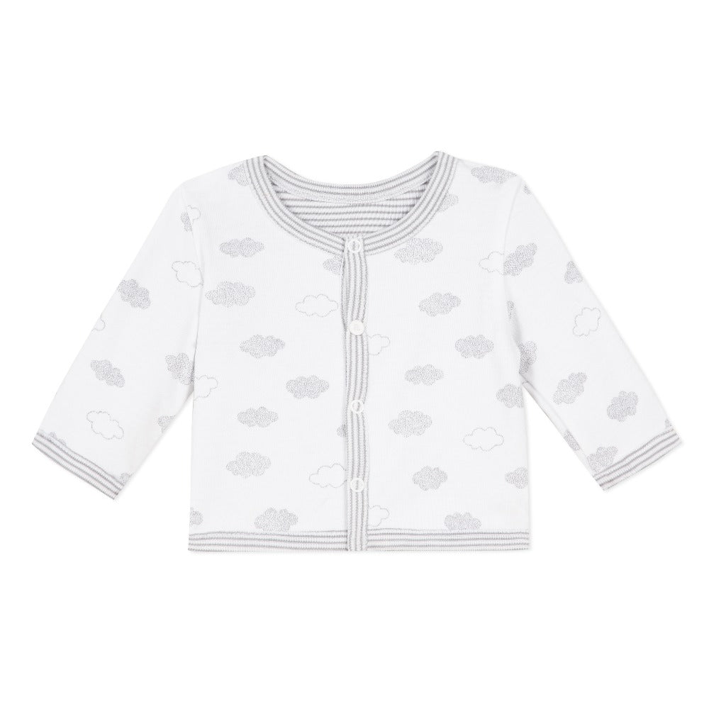 Organic Cotton Cloud and Grey Stripe and White Reversible Jacket