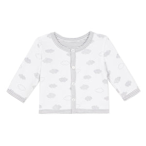 Organic Cotton Cloud and Grey Stripe and White Reversible Jacket