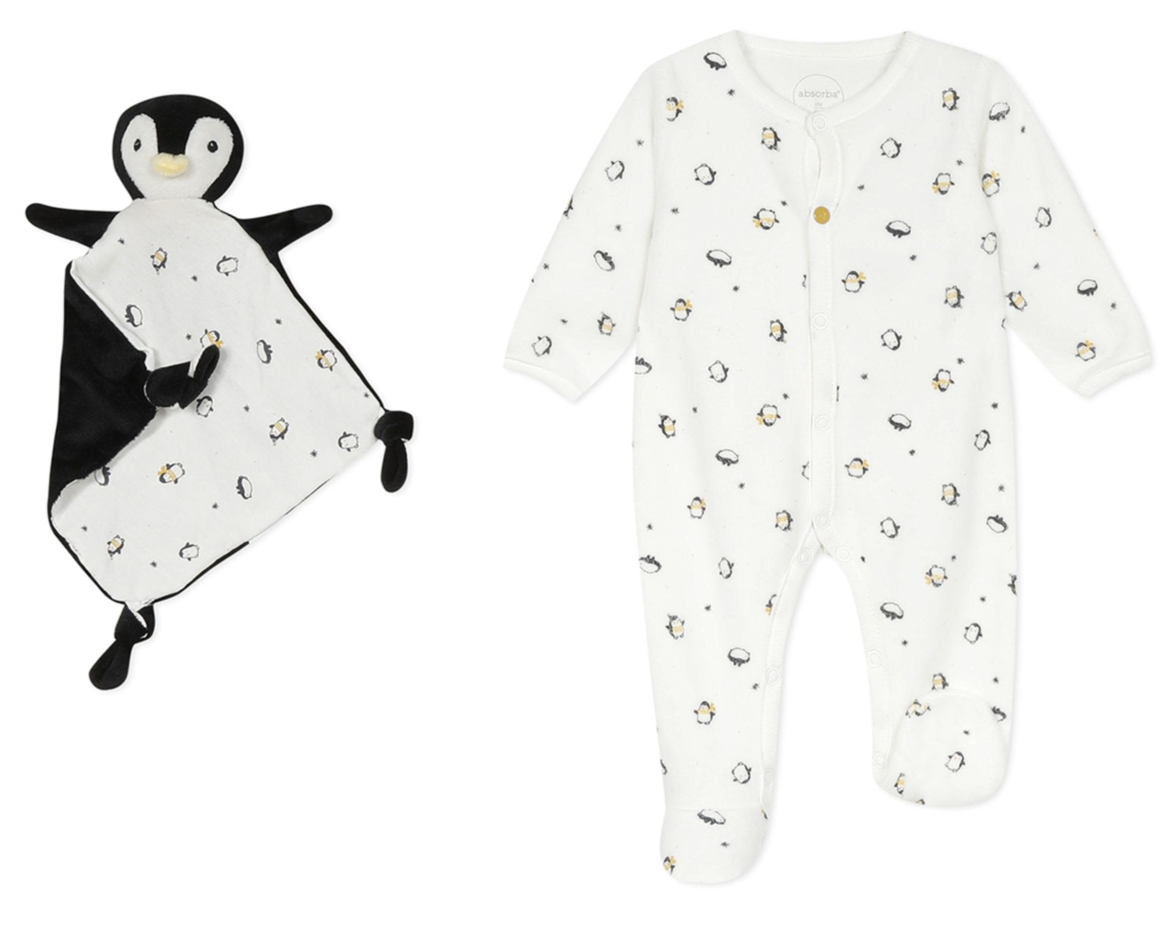 Velour Penguin All-in-One with  matching dou dou