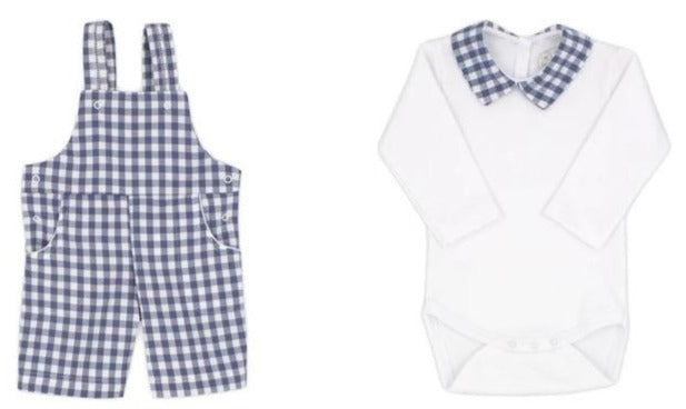 Pure Baby gingham dungarees and long sleeve top