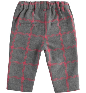Grey and Red Check Trousers