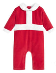 Red Velour Christmas Playsuit - Last one in 9-12m