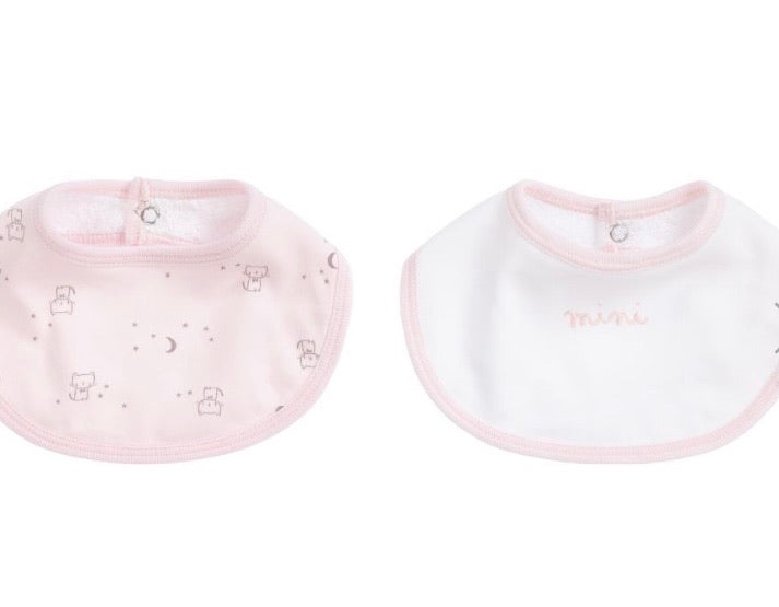 Cats Pink Cotton Bibs in a gift bag - set of 2