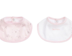 Cats Pink Cotton Bibs in a gift bag - set of 2