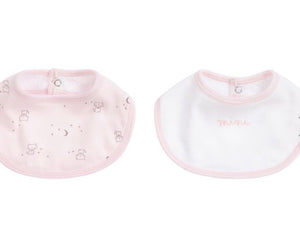 Cats Pink Cotton Bibs in a gift bag - set of 2
