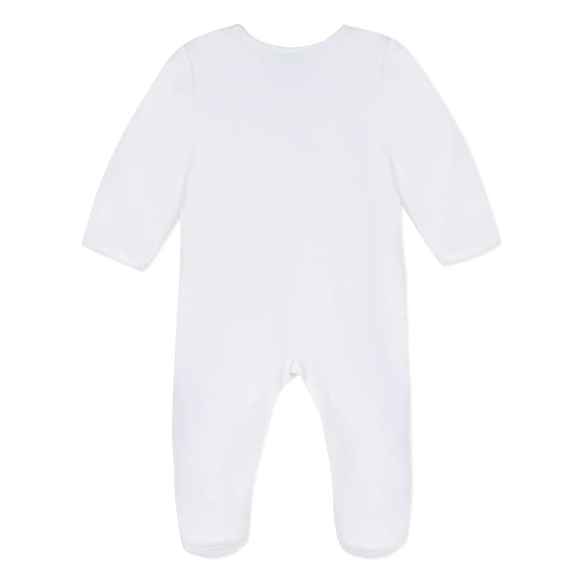 White Velour Bear Sleepsuit - size 24 months