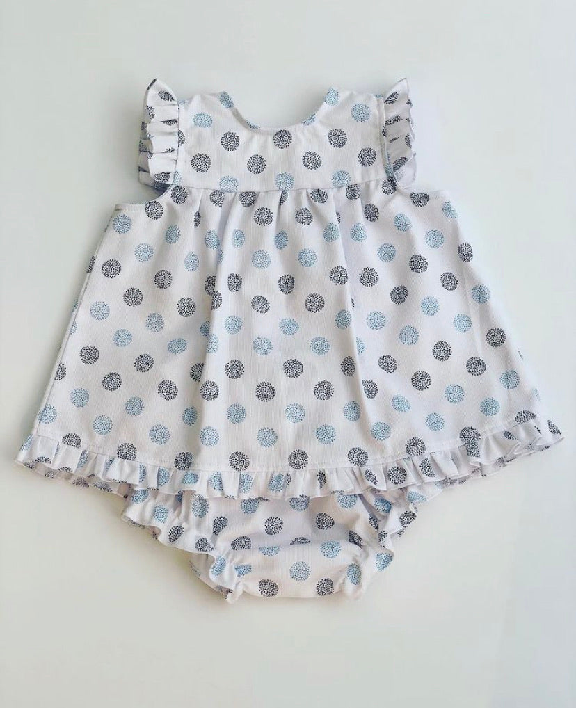 Arabella Blue Spot Dress and knickers