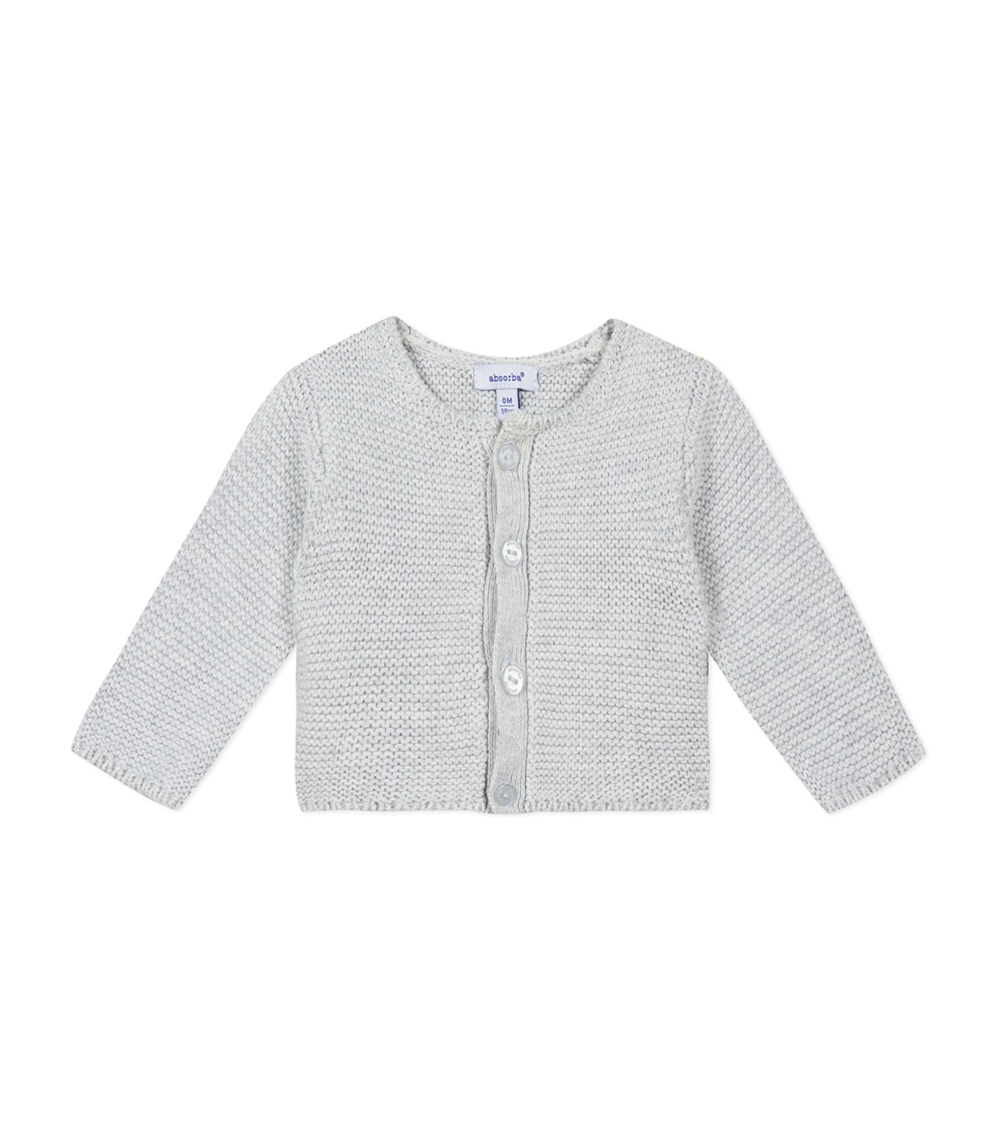 Garter Knit Light Grey Cardigan