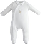 Organic Cotton White Sleepsuit with Collar