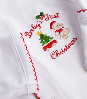 Baby’s First Christmas Kissy Kissy Embroidered Footie