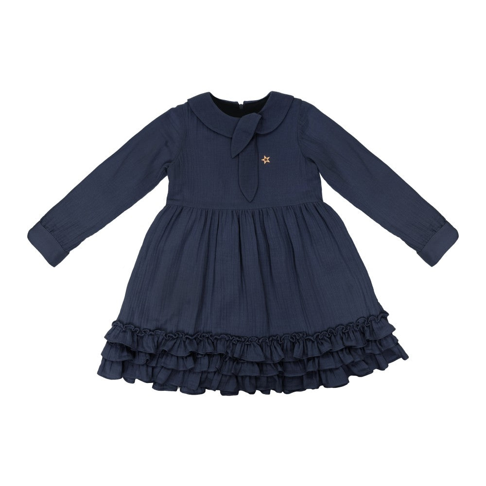 Soft Navy Ruffle Dress