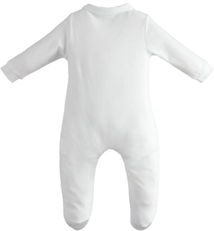 Organic Cotton White Sleepsuit with Collar