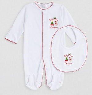 Baby’s First Christmas Kissy Kissy Embroidered Footie and bib