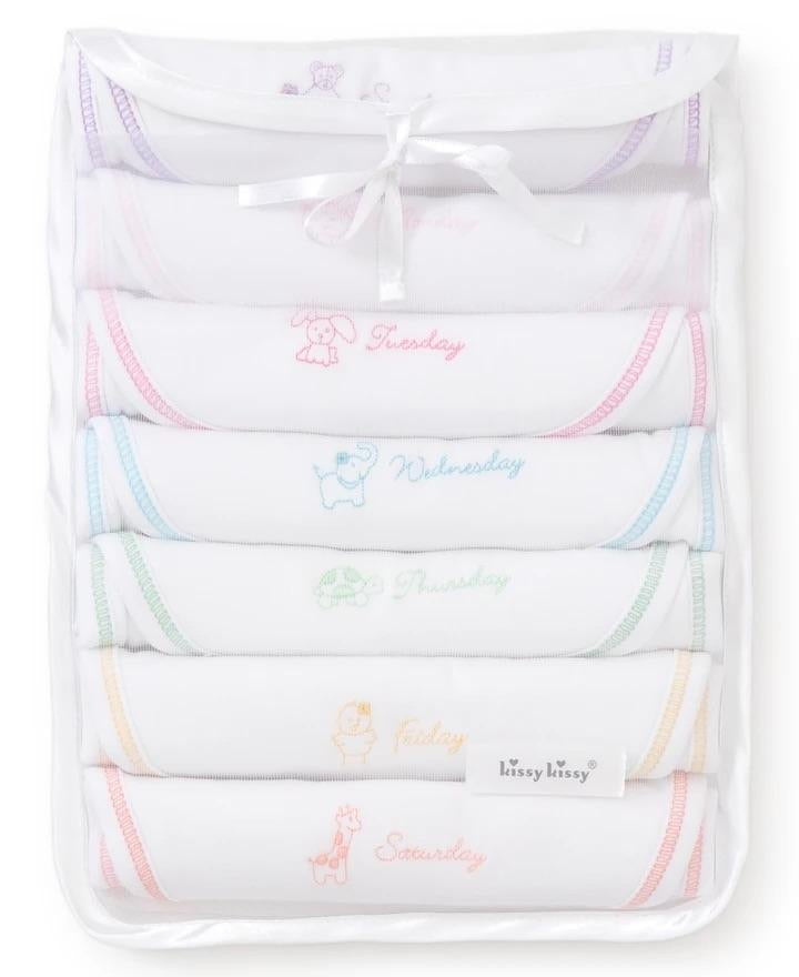 Days of the Week Bib Set in tulle gift bag