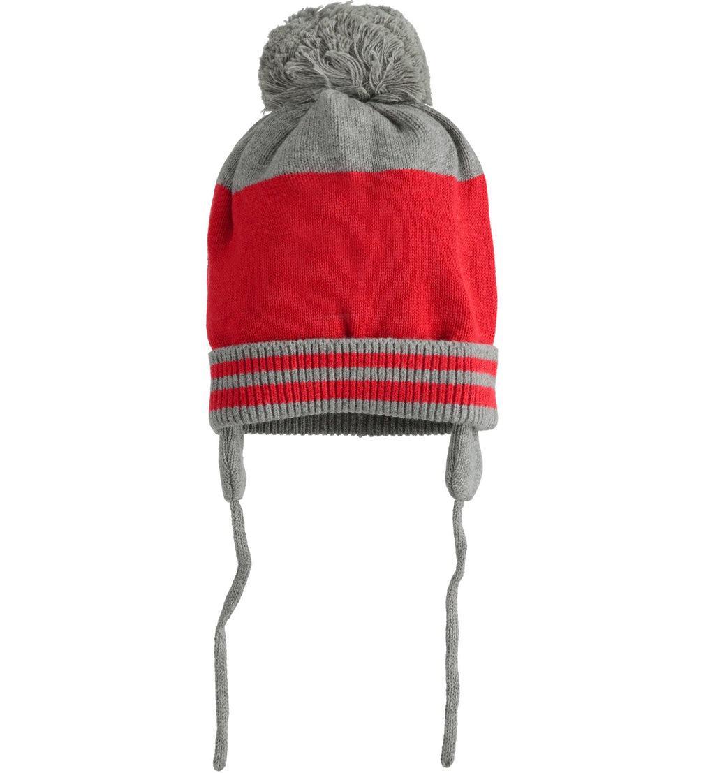 Grey and Red Knitted Hat