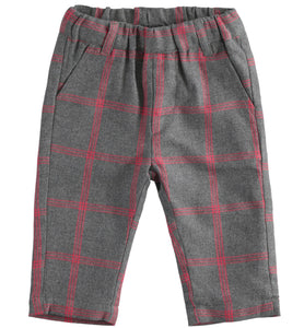 Grey and Red Check Trousers