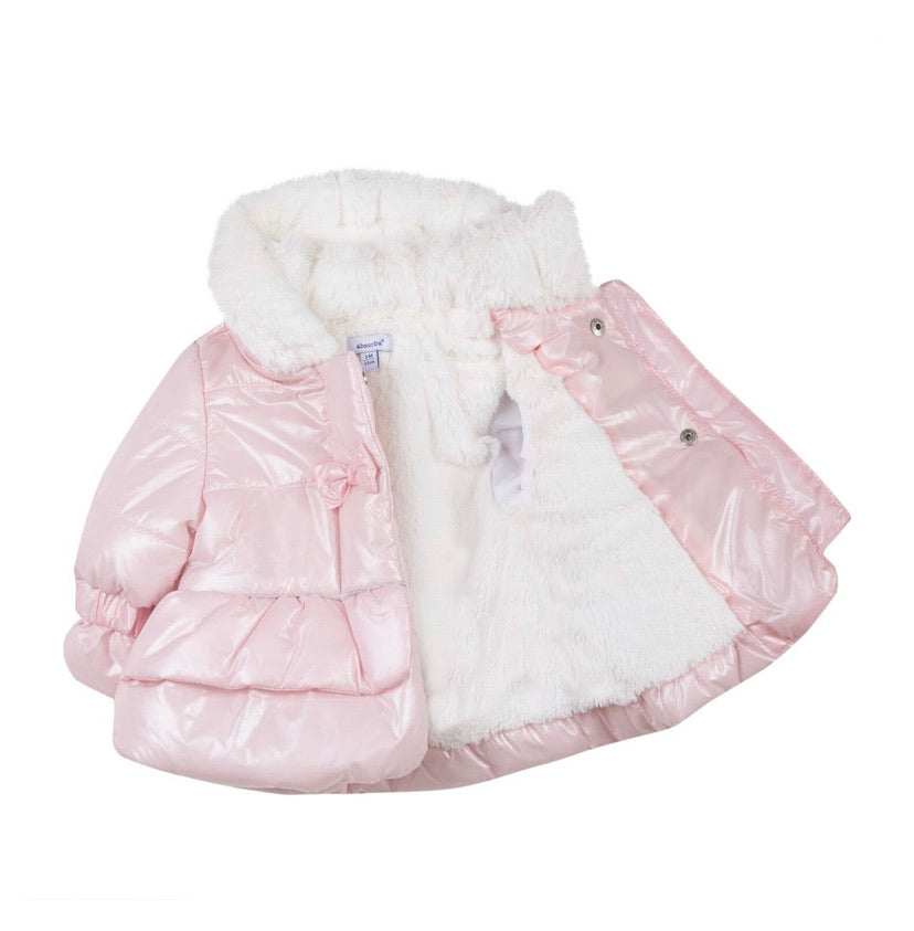 Absorba Faux Fur Lining Puffer Coat Pink - LAST ONE IN 6m