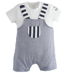 Light Denim, Navy and White All in One Dungarees and T-Shirt - LAST ONE IN NB