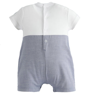 Light Denim, Navy and White All in One Dungarees and T-Shirt - LAST ONE IN NB
