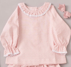 Cecilia Belle Pink Leaves Blouse  - 3-6 months