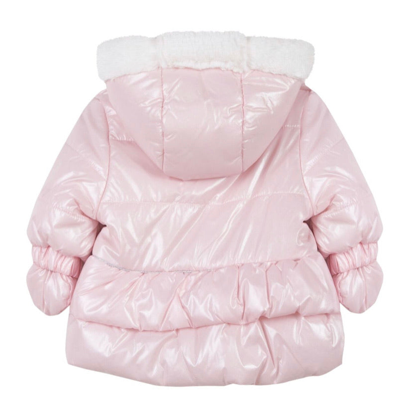 Absorba Faux Fur Lining Puffer Coat Pink - LAST ONE IN 6m