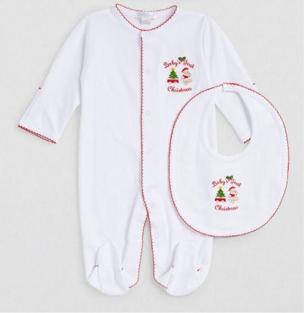 Baby’s First Christmas Kissy Kissy Embroidered Footie