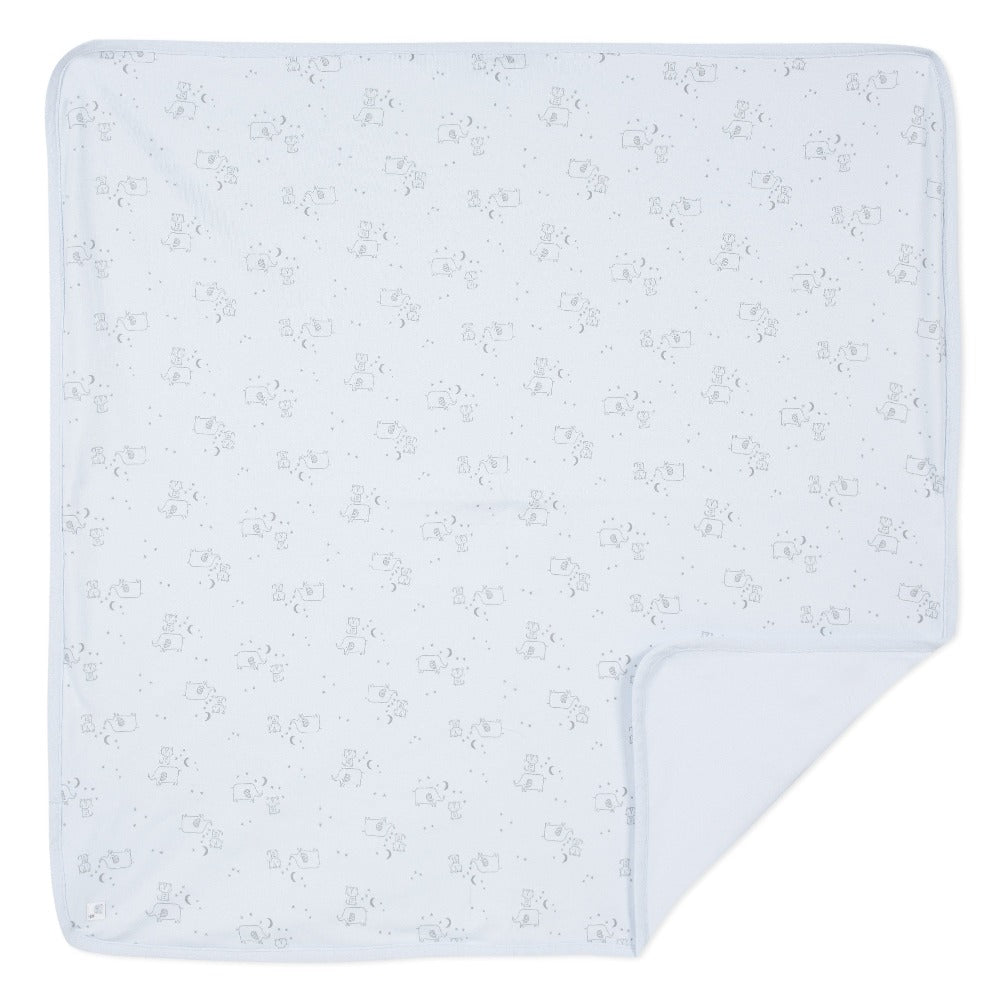 Elephants Printed Blue Blanket