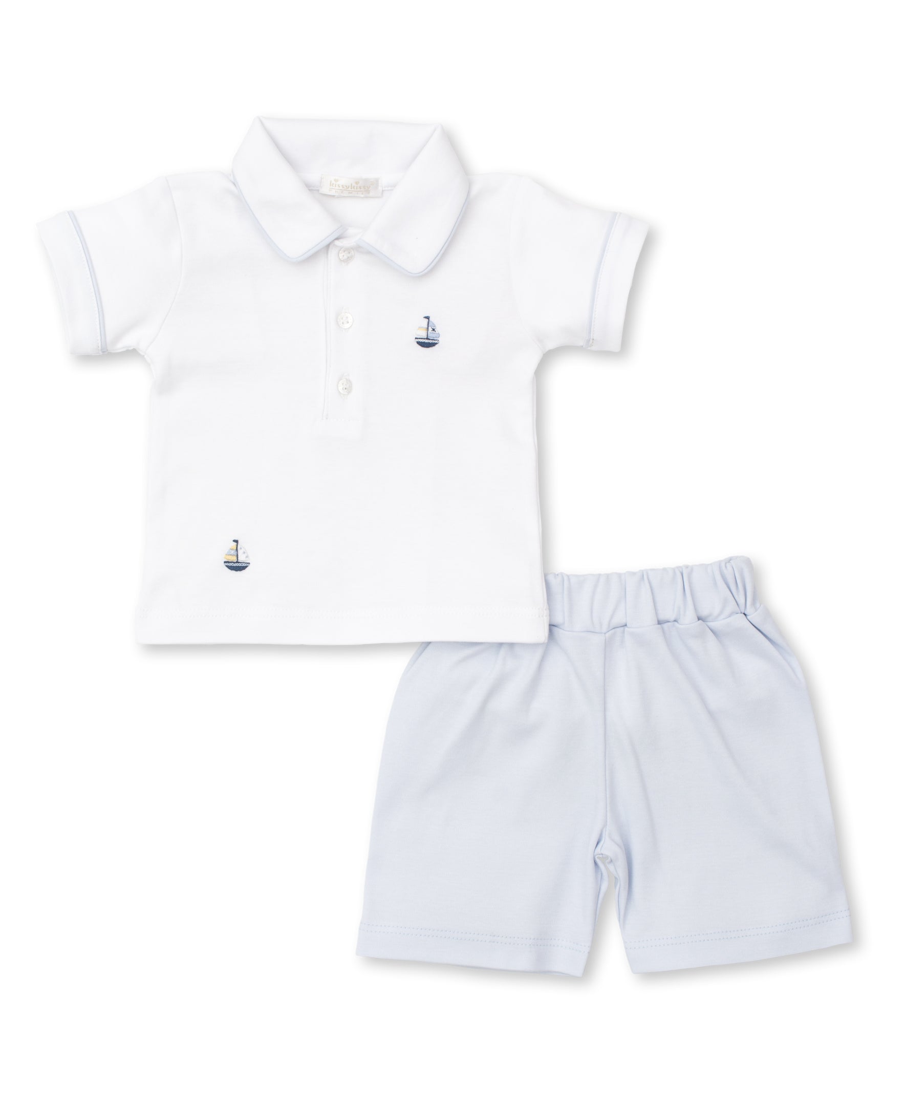 Kissy Kissy Boats Shorts and T-Shirt with Hand Embroidery